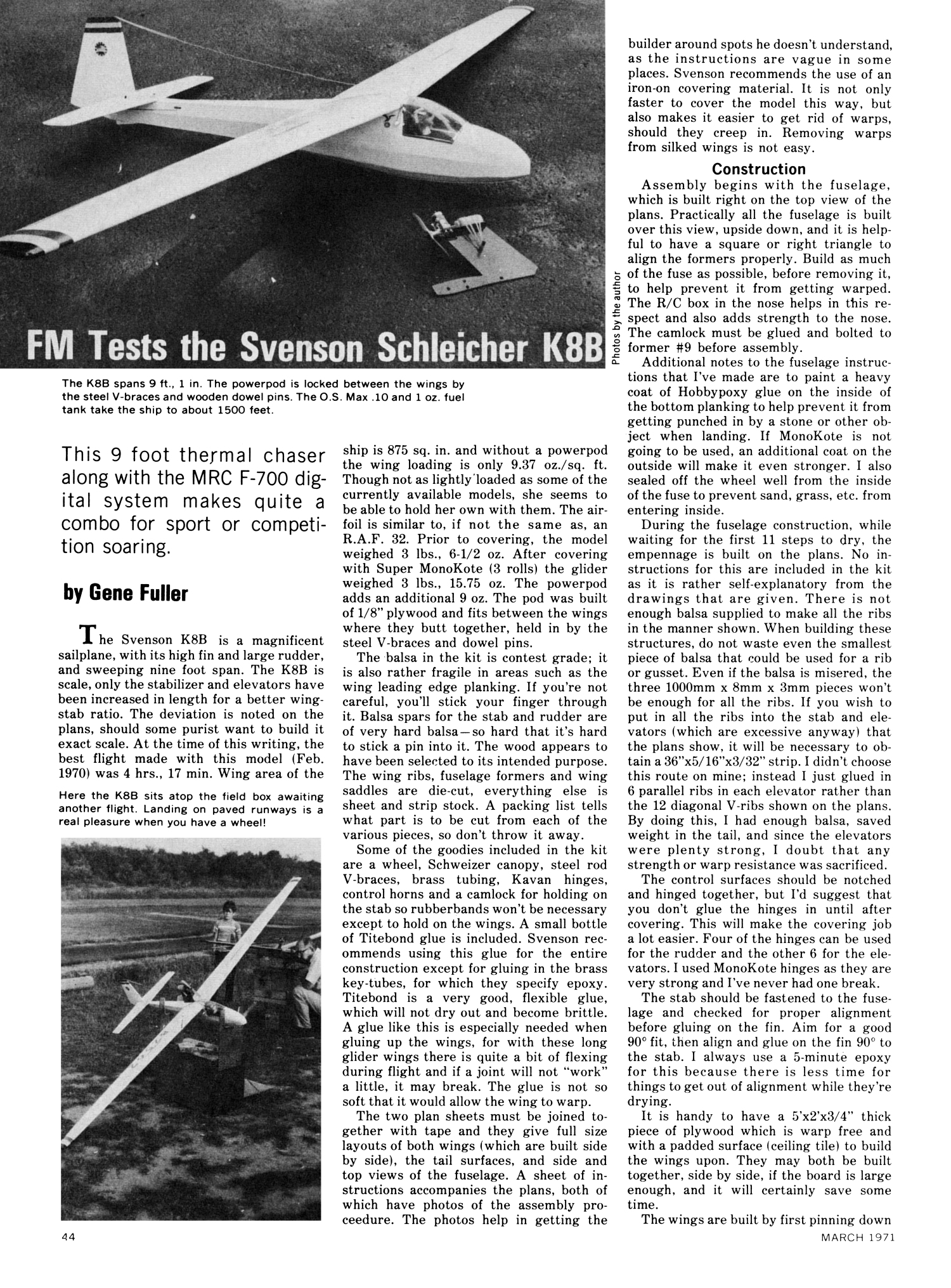 FM Tests Svenson Schleicher K8B